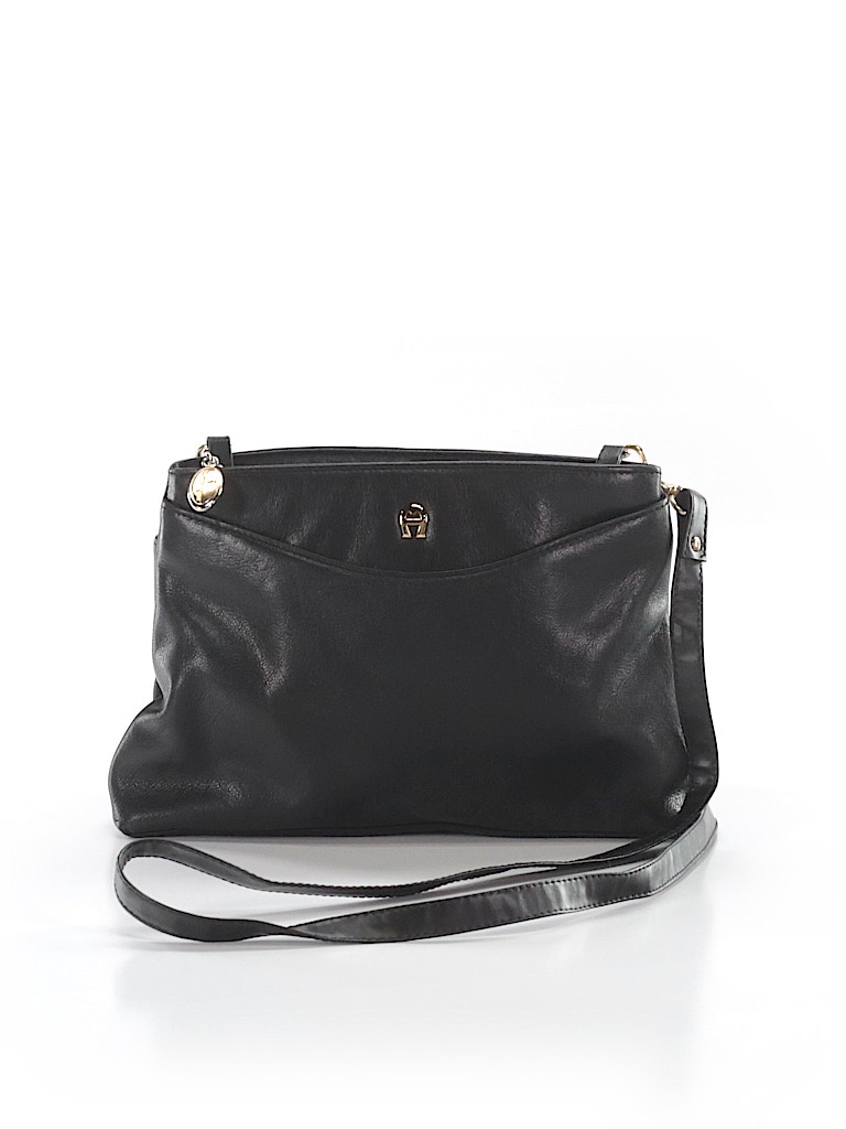 Etienne Aigner 100 Leather Solid Black Leather Crossbody Bag One Size