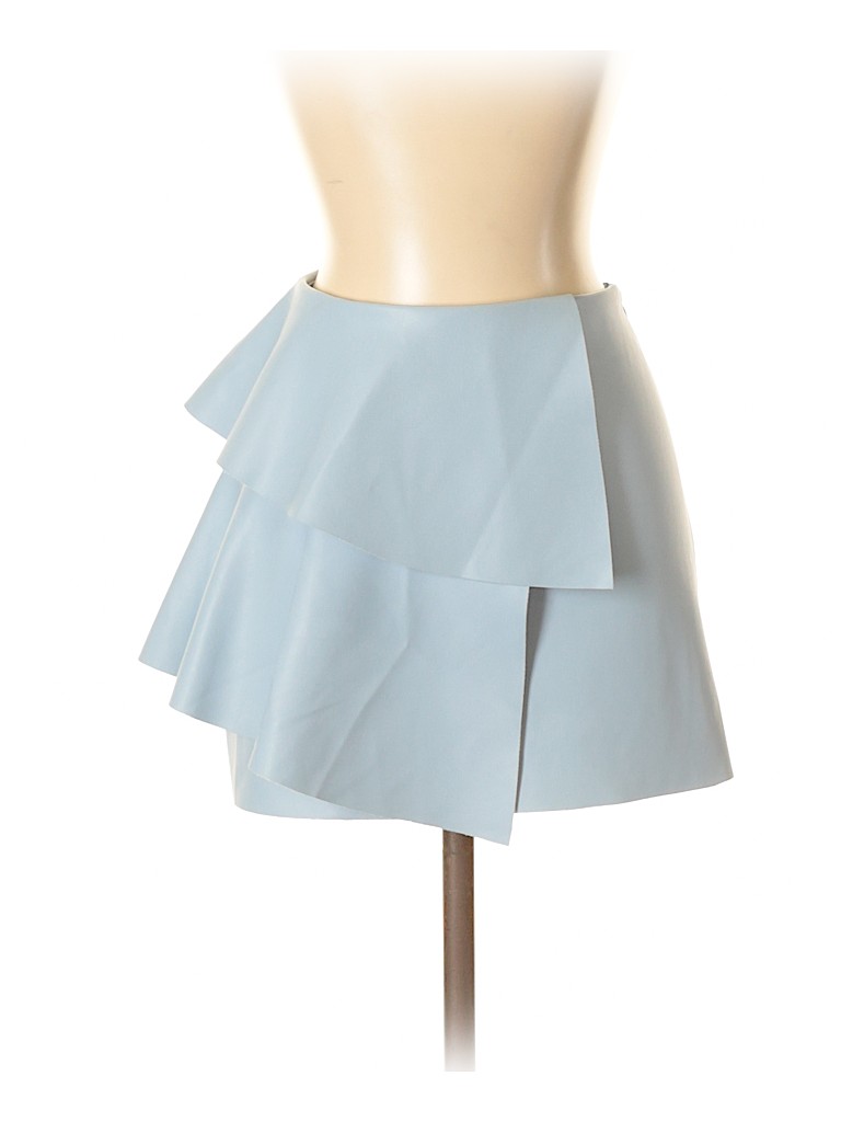blue leather skirt zara