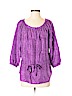 Rebecca Taylor 100% Silk Dark Purple 3/4 Sleeve Silk Top Size 2 - photo 1