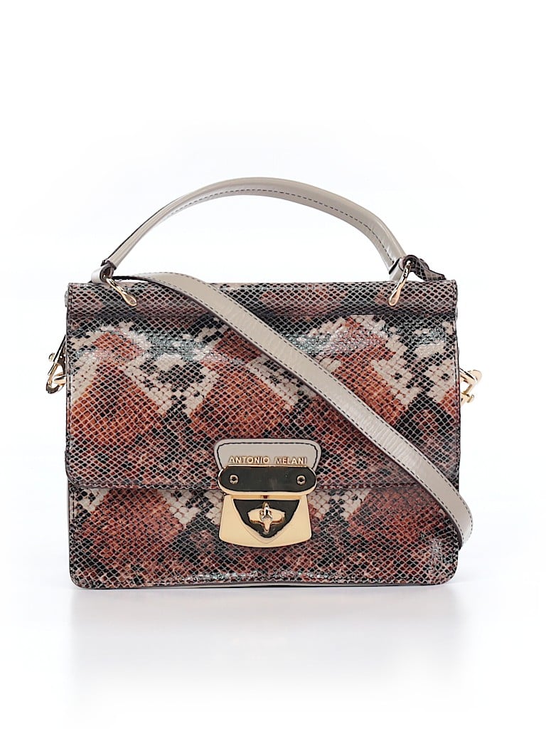 Antonio Melani 100% Leather Animal Print Brown Leather Crossbody Bag ...