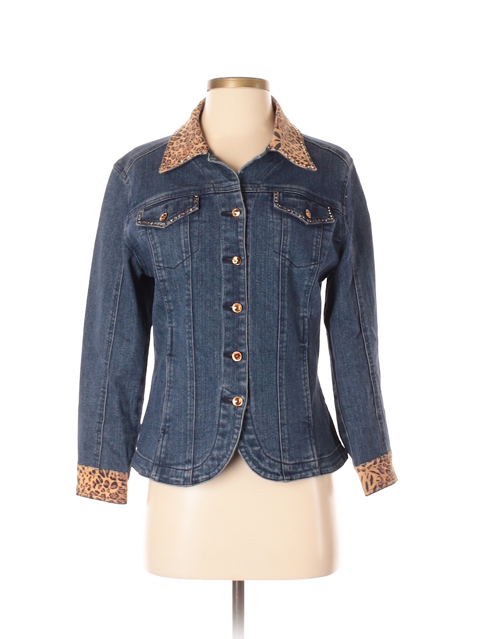 CHRISTINE ALEXANDER Animal Print Blue Denim Jacket Size S - 89% off ...