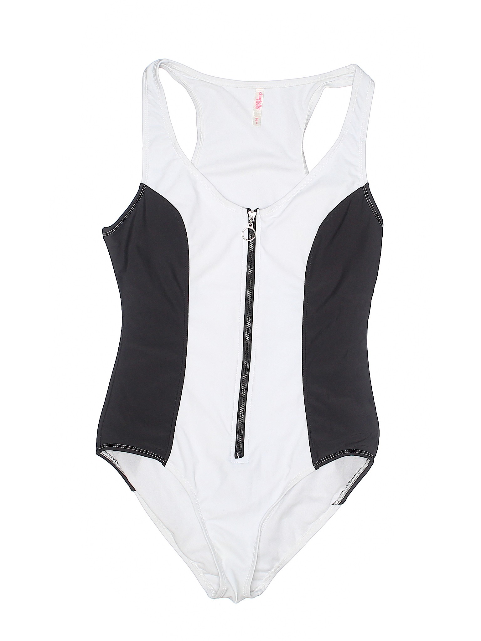 Charlotte Russe Color Block White One Piece Swimsuit Size L - 33