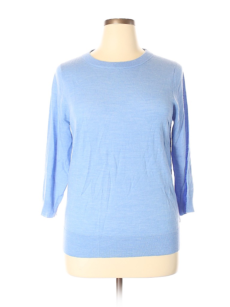 J.Crew Factory Store 100% Merino Wool Light Blue Wool Pullover Sweater Size XL - photo 1