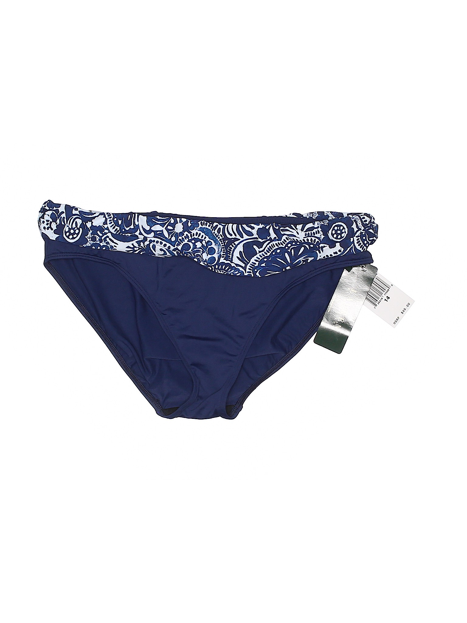 Lauren by Ralph Lauren Print Navy Blue Swimsuit Bottoms Size 14 89
