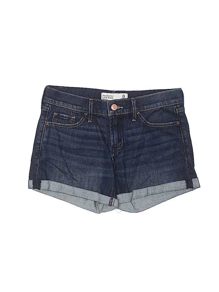 Abercrombie & Fitch Solid Dark Blue Denim Shorts Size 0 - 86% off | thredUP