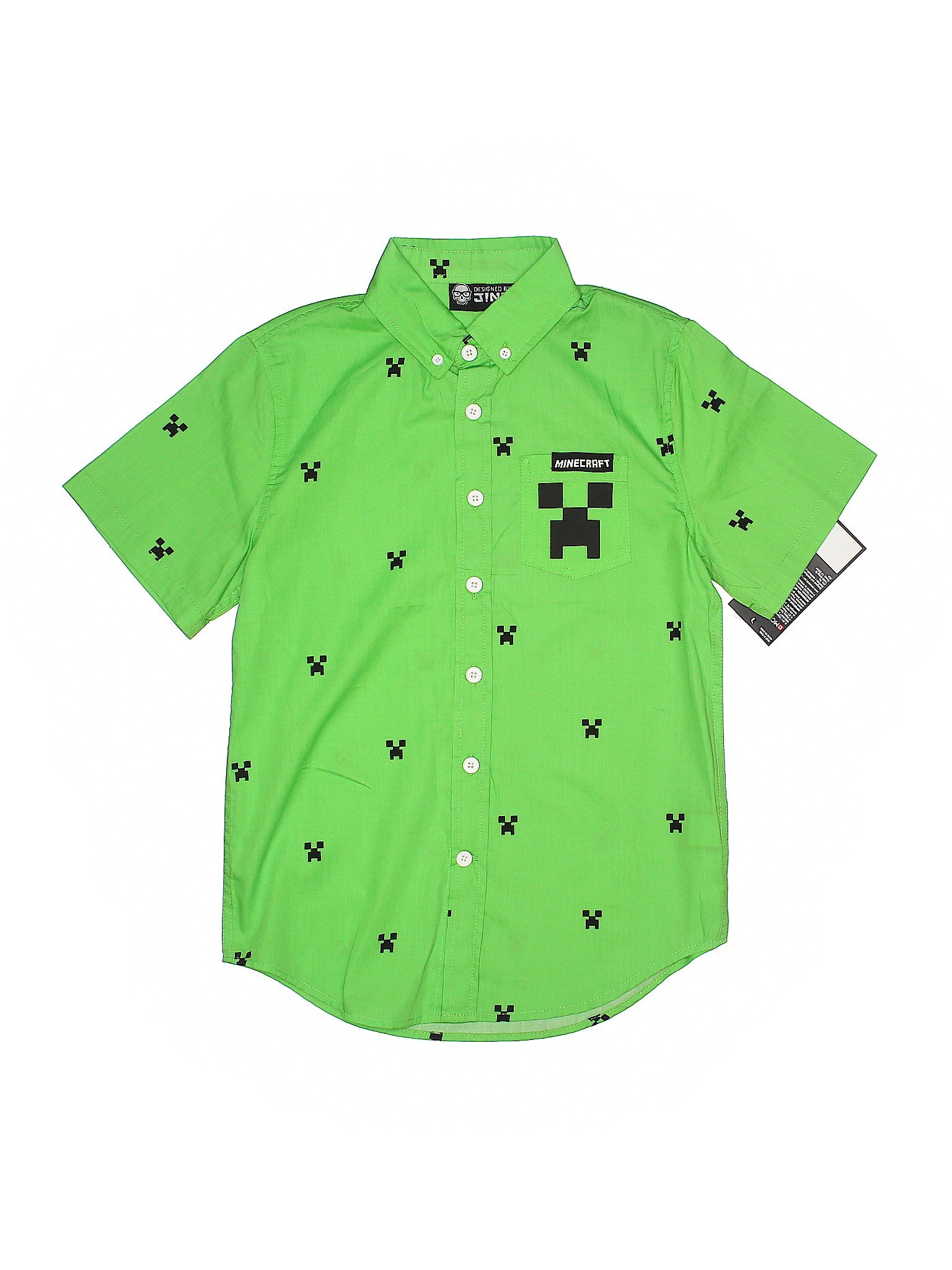 Minecraft Boys Creeper Button Down Shirt