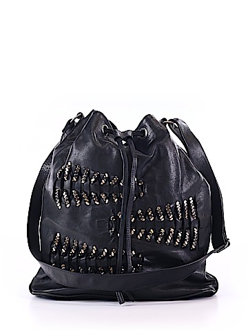 Calleen Cordero 100 Leather Solid Black Leather Bucket Bag One