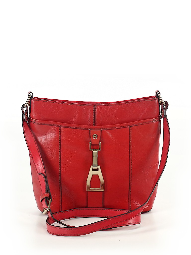Etienne Aigner 100 Leather Solid Red Leather Crossbody Bag One Size