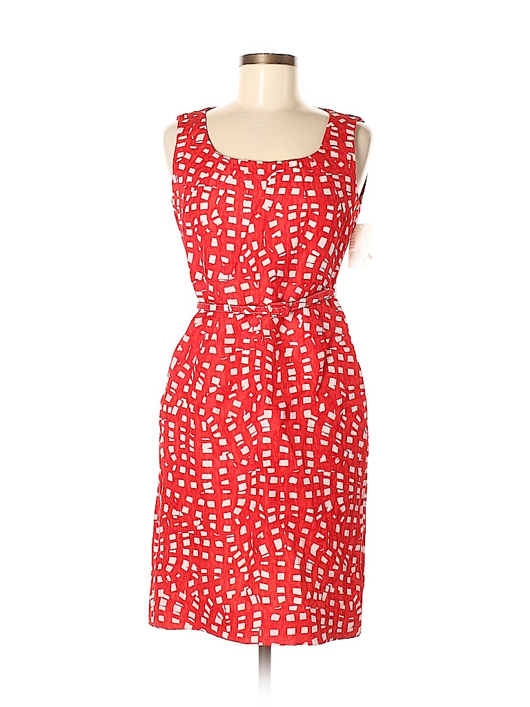 Oscar De La Renta Print Red Casual Dress Size 6 - 68% off | thredUP