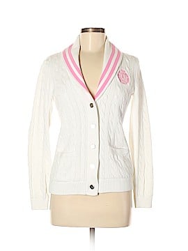 L-RL Lauren Active Ralph Lauren 100% Cotton Stripes White Cardigan Size M -  83% off | thredUP