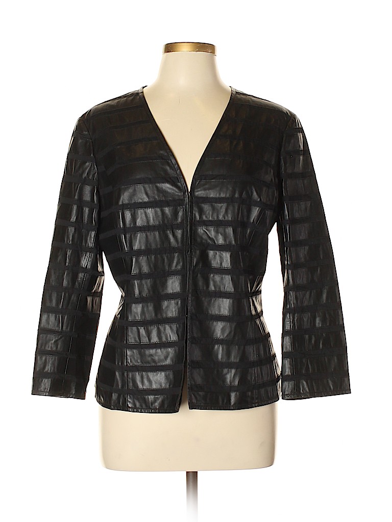 Lafayette 148 New York 100 Leather Stripes Black Jacket Lafayette 148 New York