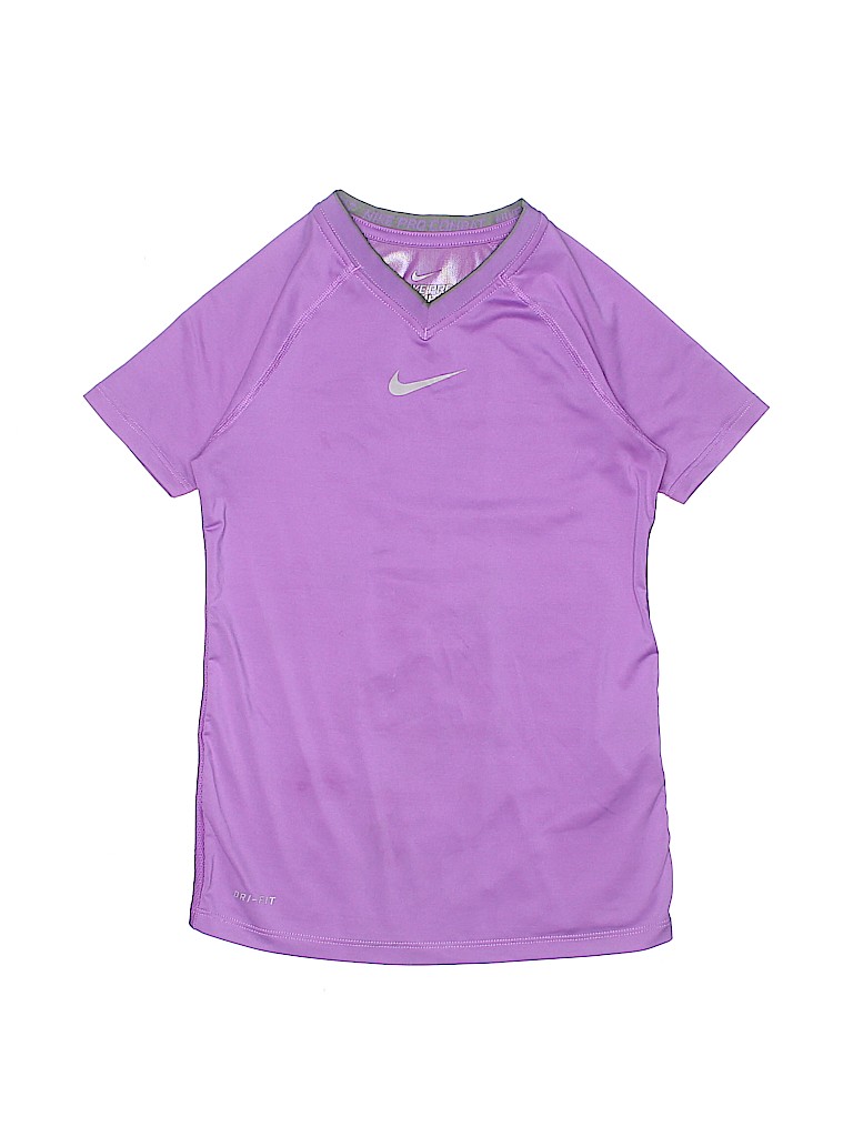 Nike Solid Light Purple Active T-Shirt 