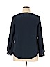 Matison Stone 100% Silk Navy Blue Long Sleeve Silk Top Size 10 - photo 2