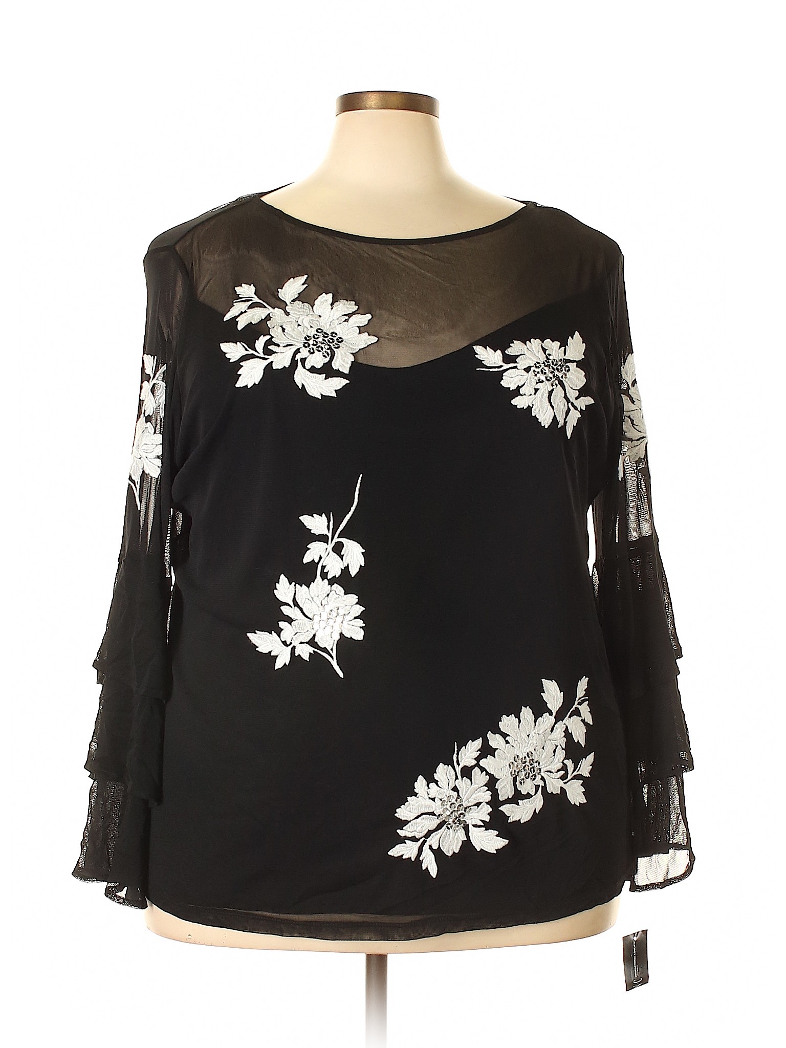 INC International Concepts Women's Floral Sleeveless Halter Top Black Size X-Large