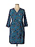Remade Blue Floral 3/4 Sleeve Wrap Dress Size 1X - photo 1