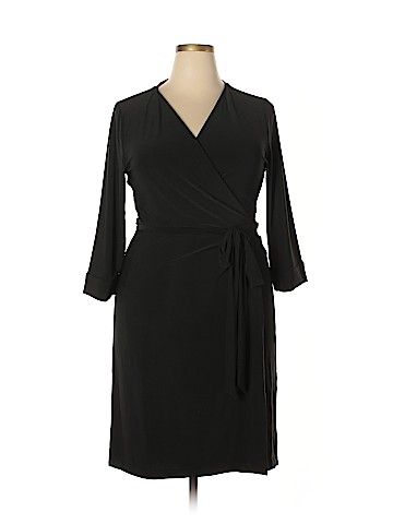 Remade Black 3/4 Sleeve Wrap Dress (view 1)