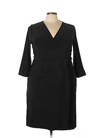 Remade Black 3/4 Sleeve Wrap Dress (view 1)