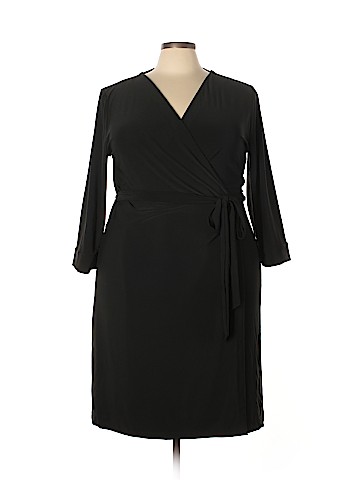 Remade Black 3/4 Sleeve Wrap Dress (view 1)