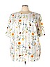 Remade 100% Polyester White Floral Short Sleeve Top Size 3X - photo 1