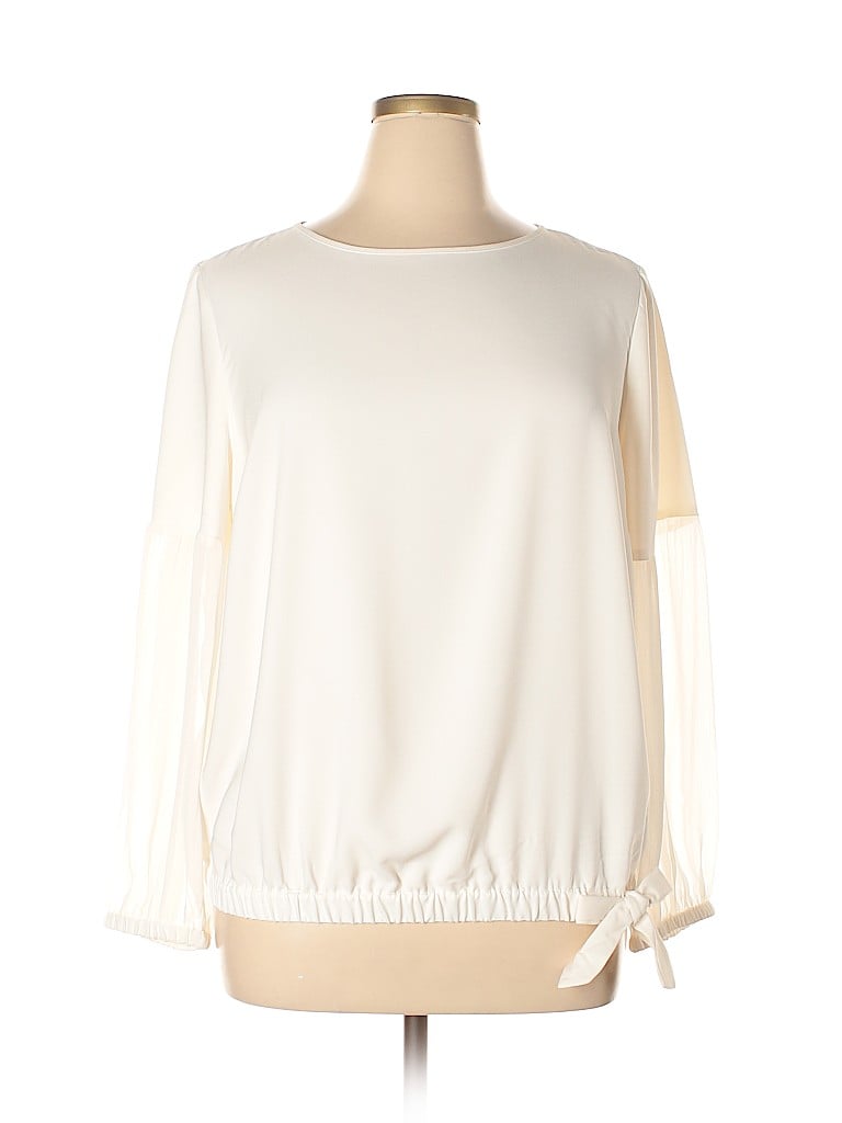 Remade 100% Polyester Ivory Long Sleeve Blouse Size 1X - photo 1