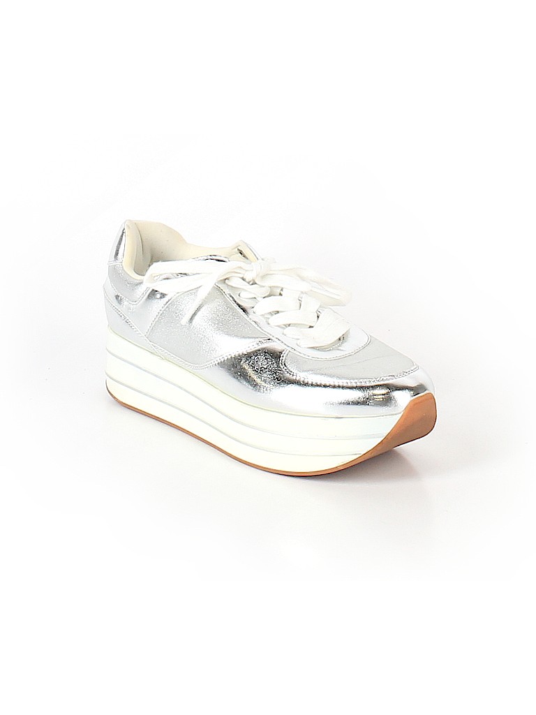 Zara Basic Metallic Silver Sneakers 