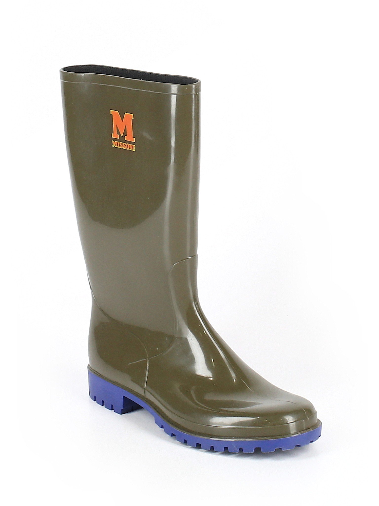 M Missoni Print Dark Green Rain Boots 