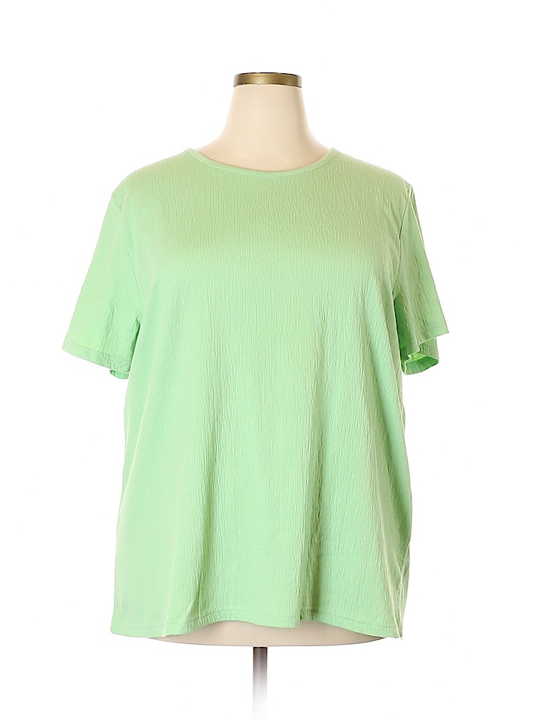 Sara Morgan for Haband Solid Light Green Short Sleeve Top Size 3X (Plus ...