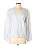 Remade Blue Linen Blend Stripe Top Size M - photo 1