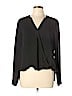 Remade 100% Polyester Black Long Sleeve Faux Wrap Top Size L - photo 1