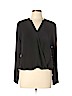 Remade 100% Polyester Black Long Sleeve Faux Wrap Top Size M - photo 1