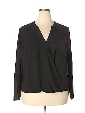 Remade Long Sleeve Faux Wrap Top (view 1)