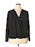 Remade 100% Polyester Black Long Sleeve Faux Wrap Top Size 2X - photo 1