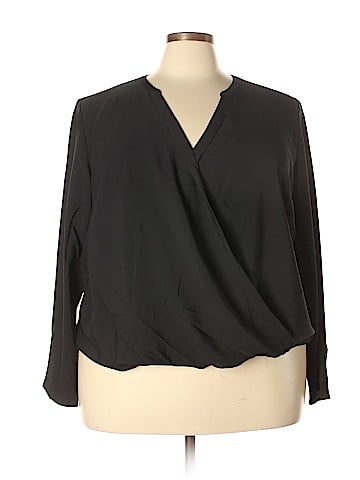 Remade Long Sleeve Faux Wrap Top (view 1)