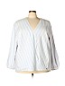 Remade White Linen Blend Stripe Top Size 3X - photo 1