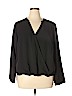 Remade 100% Polyester Black Long Sleeve Faux Wrap Top Size XL - photo 1