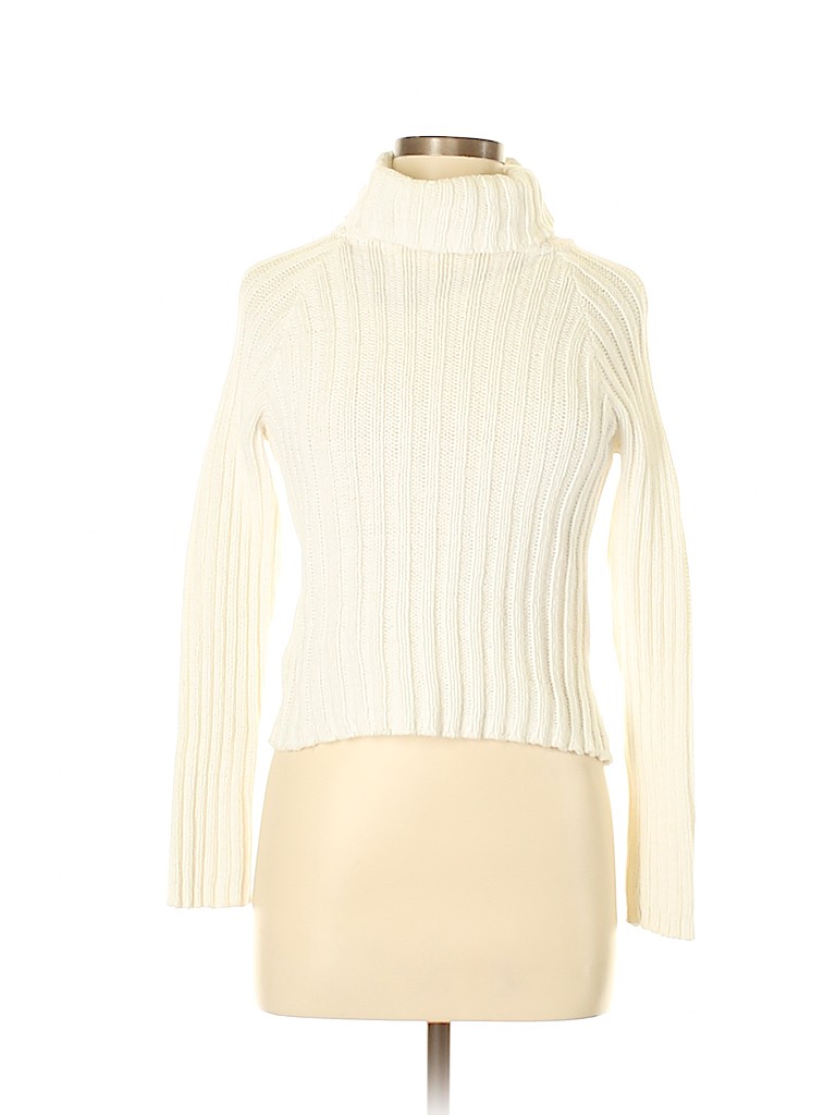 The White House 100% Cotton Solid White Turtleneck Sweater Size M - photo 1