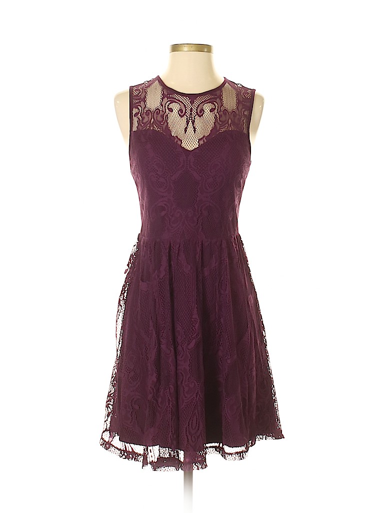 Express 100% Nylon Hearts Burgundy Casual Dress Size S - photo 1