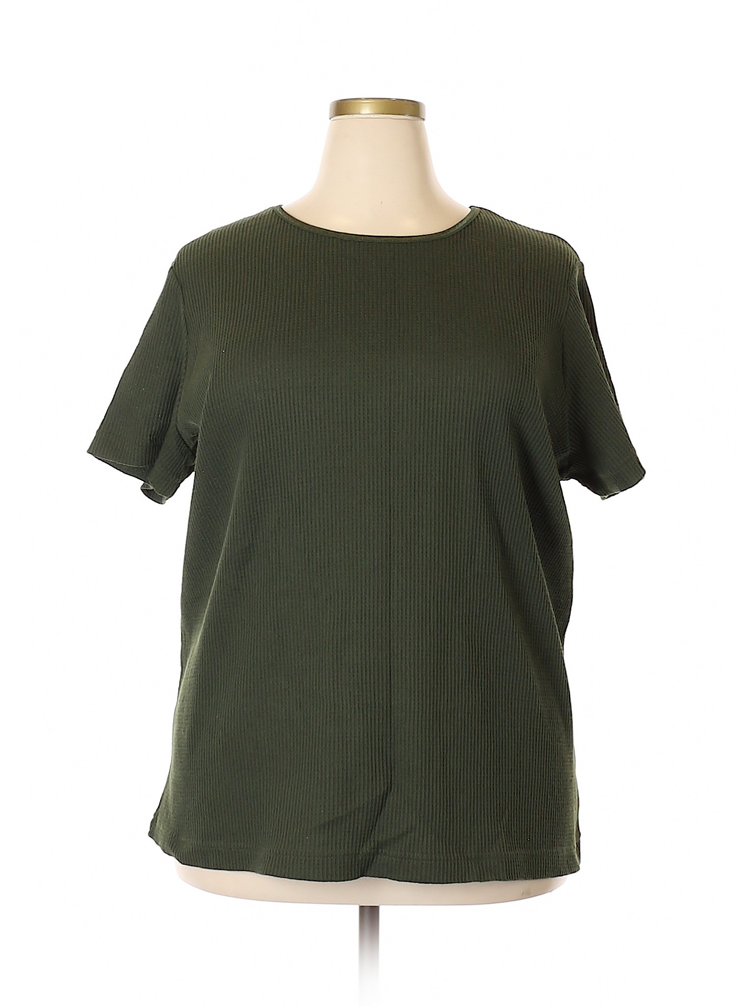 Only Necessities Solid Dark Green Short Sleeve Top Size 2x Plus 33