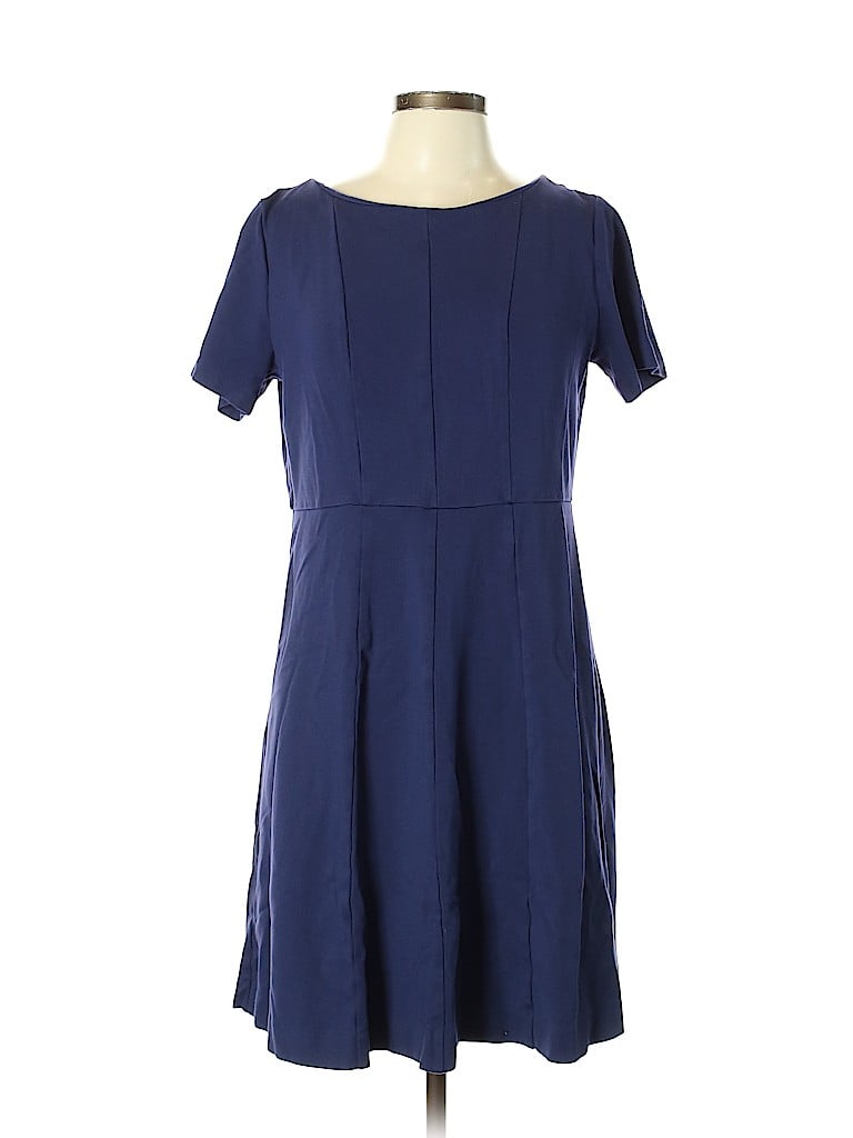 Ann Taylor Solid Blue Dark Blue Casual Dress Size 12 - 75% off | ThredUp