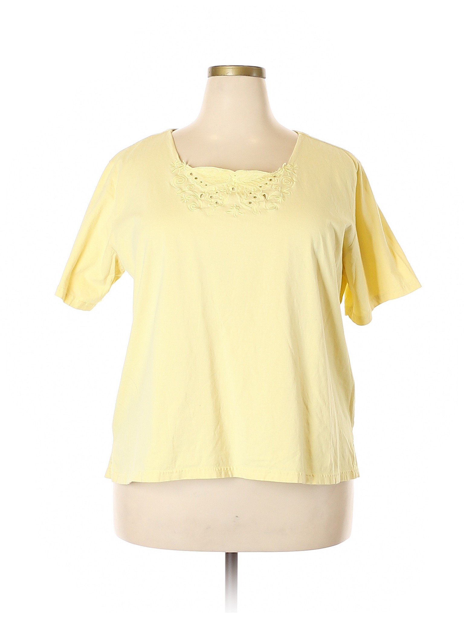 Anthony Richards 100% Cotton Solid Yellow Short Sleeve T-Shirt Size 2X ...