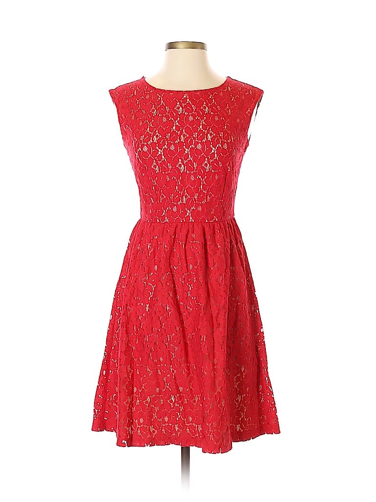 Enfocus Lace Red Casual Dress Size 4 - 75% off | thredUP
