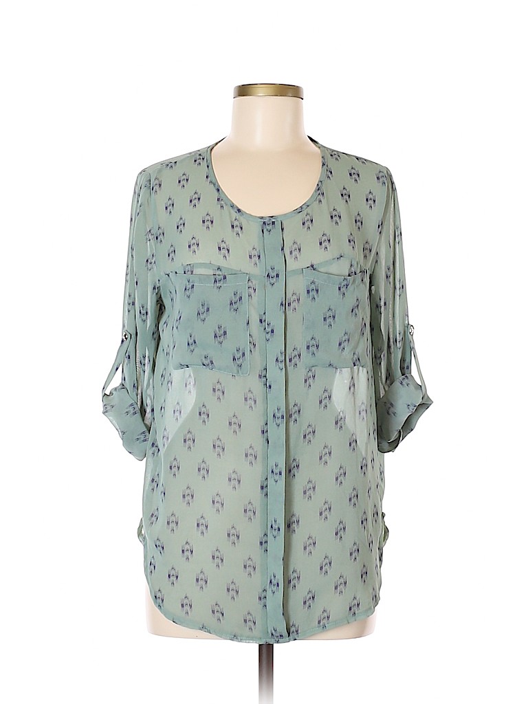 B_envied 100% Polyester Light Green 3/4 Sleeve Blouse Size M - photo 1