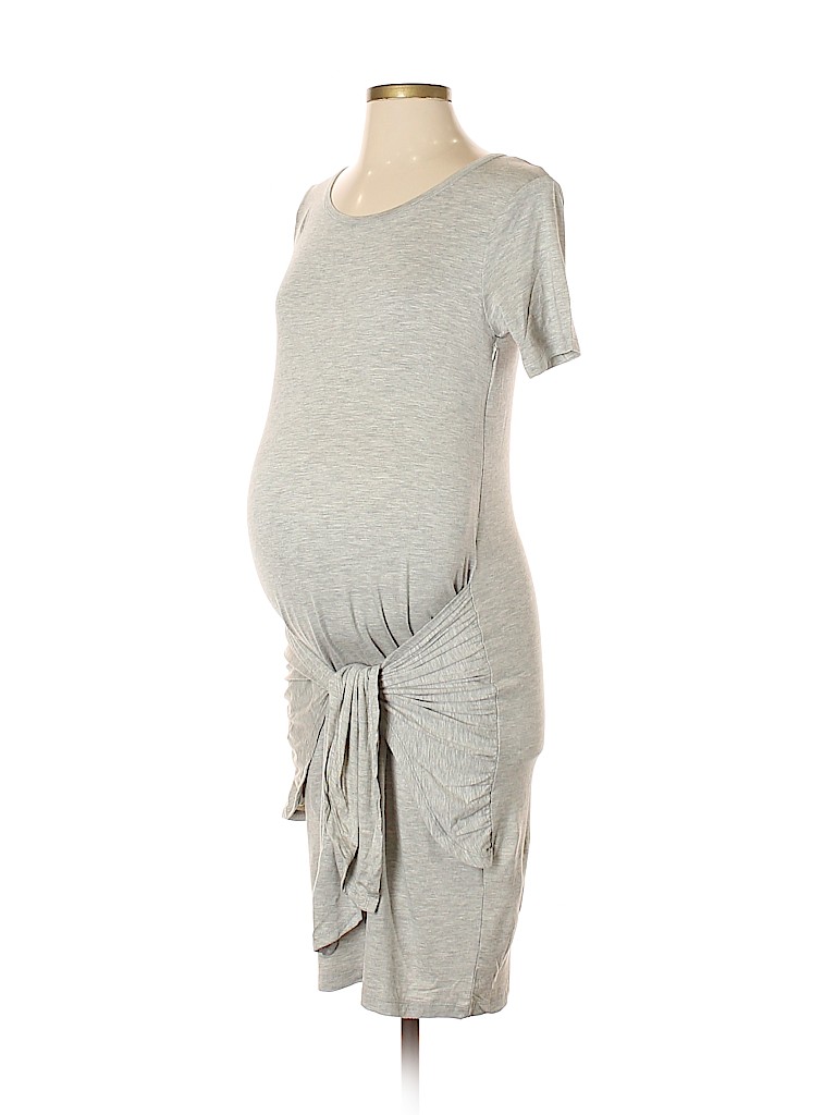 Everly Grey Solid Gray Casual Dress Size XS (Maternity) - photo 1