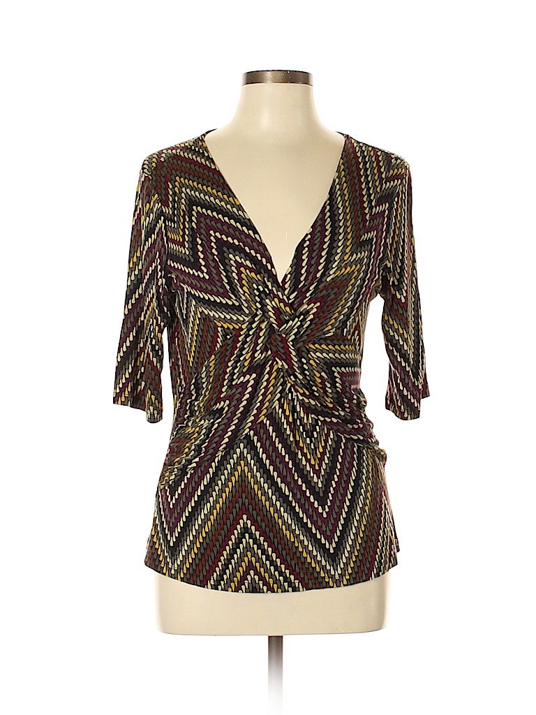 Cable & Gauge Print Brown 3/4 Sleeve Top Size XL - 66% off | thredUP