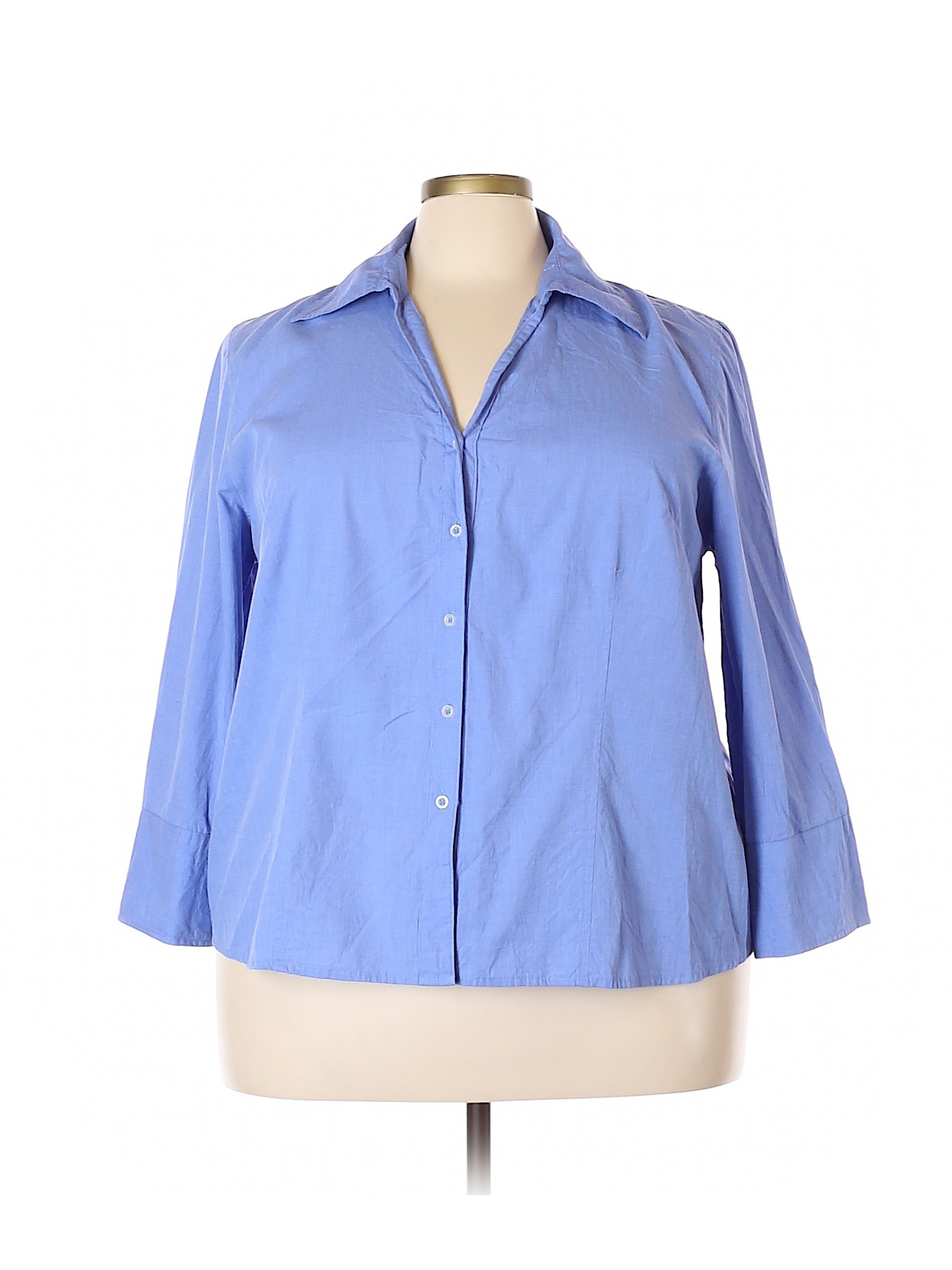 Harve Benard by Benard Holtzman 100% Cotton Solid Blue Long Sleeve ...