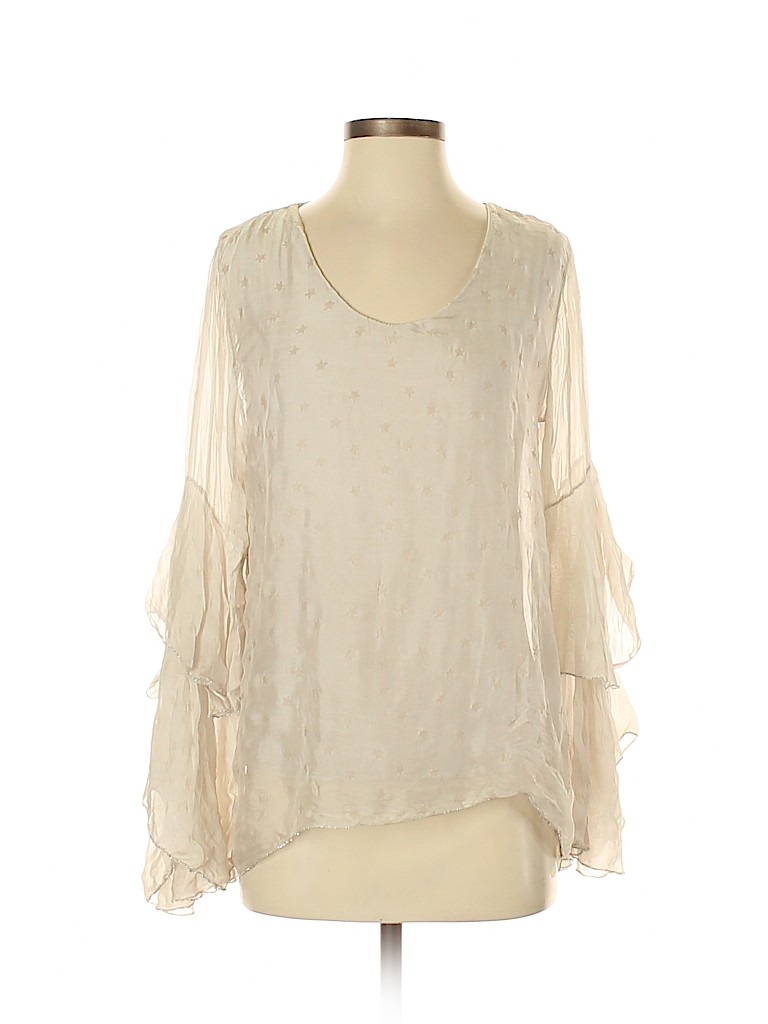 Belle France 100% Silk Lace Ivory Long Sleeve Silk Top Size S - 68% off ...