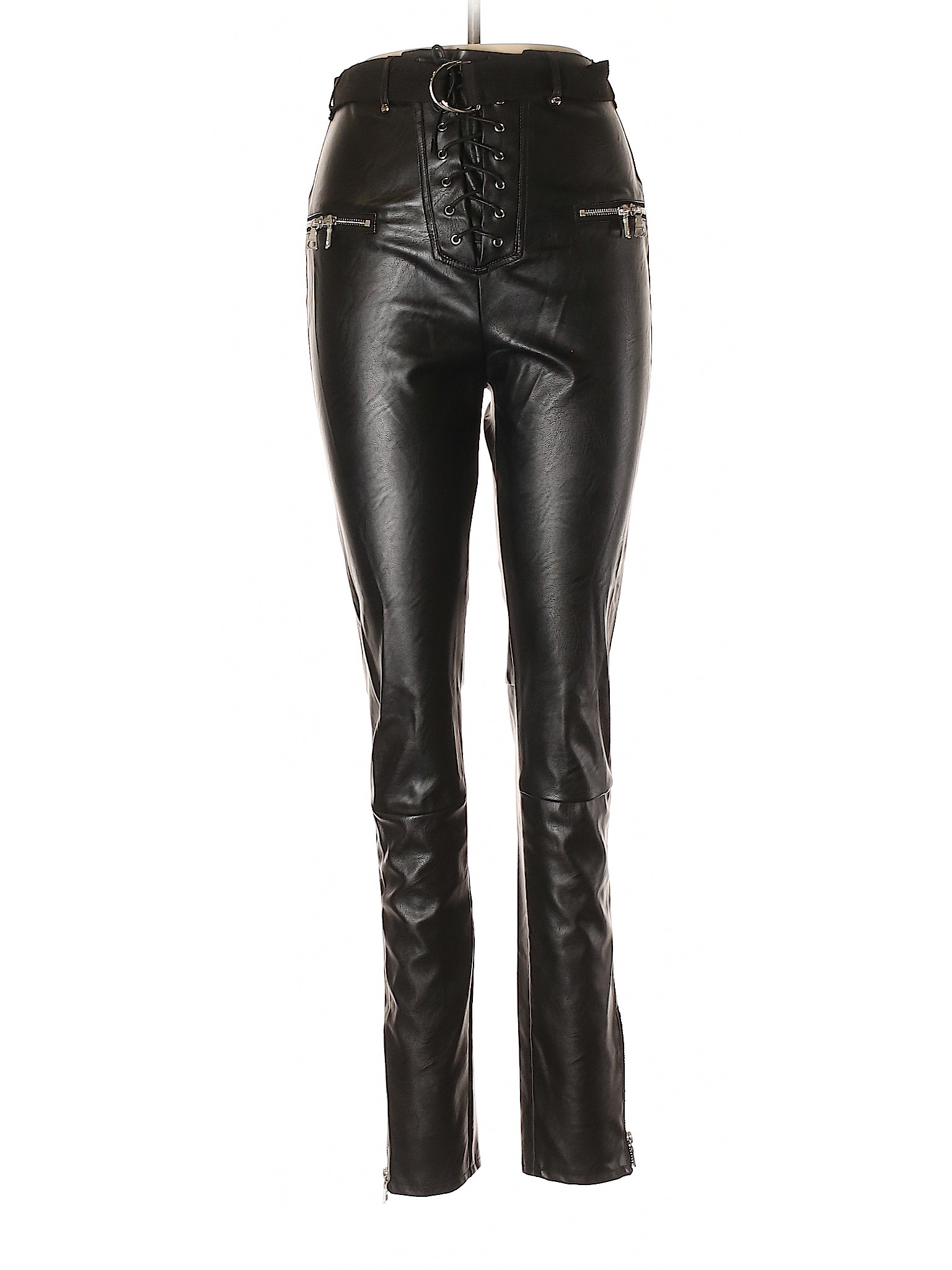 I.AM.GIA Solid Black Faux Leather Pants 