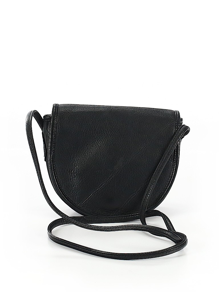 Bloomingdale's 100 Leatherette Solid Black Leather Crossbody Bag One Size 62 off thredUP