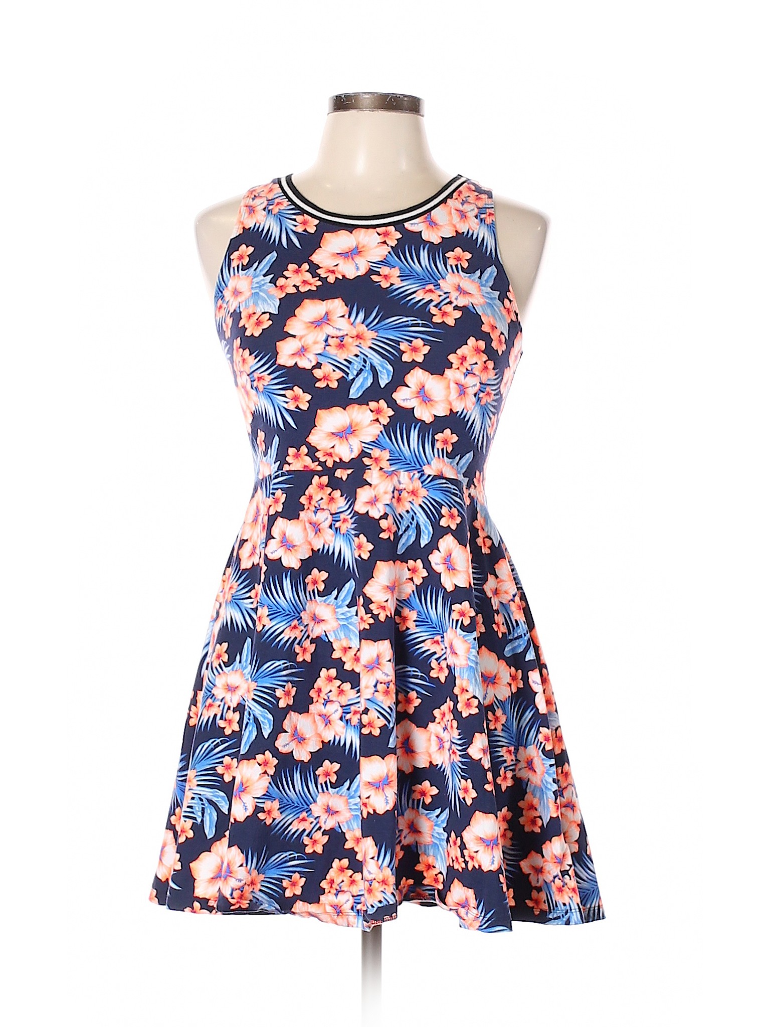 Victoria's Secret Pink Floral Tropical Dark Blue Casual Dress Size L ...