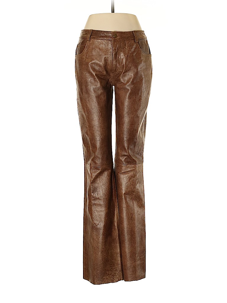 Bebe 100% Leather Solid Brown Leather Pants Size 6 - 93% off | thredUP